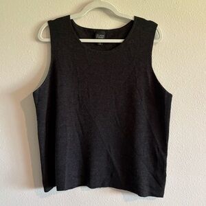 Eileen Fisher 100% Merino Wool Tank Top Sleeveless Boxy-Fit Women’s XL Dark Grey